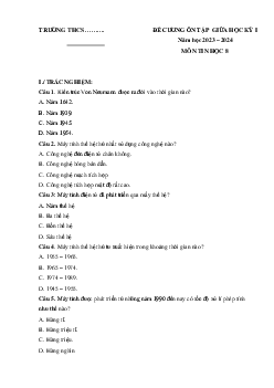 Đề cương ôn tập giữa học kì 1 môn Tin học 8 năm 2023 - 2024 CTST