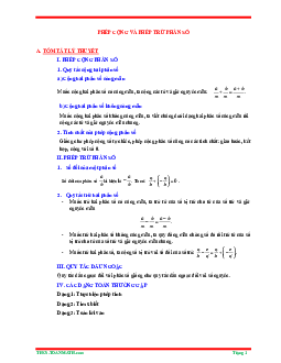 Tóm tắt lý thuyết và bài tập trắc nghiệm phép cộng và phép trừ phân số