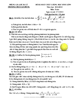 Đề rà soát Toán 9 năm 2022 – 2023 trường THCS Tản Hồng – Hà Nội
