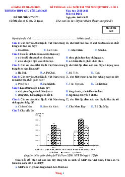 Đề thi thử THPT Quốc gia năm 2022 môn Địa Lí của trường THPT Chuyên Lam Sơn lần 1 (có đáp án)