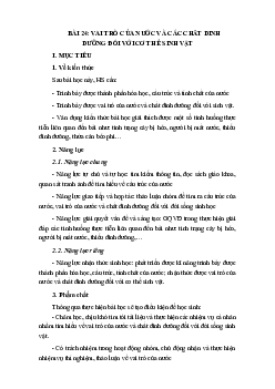Giáo án Khoa học tự nhiên 7 Sinh học Bài 24: Vai trò của nước và các chất dinh dưỡng đối với cơ thể sinh vật | Cánh diều