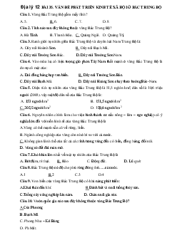 Câu hỏi trắc nghiệm Địa Lý 12 - Bài 35: Vấn đề phát triển kinh tế xã hội ở Bắc Trung Bộ