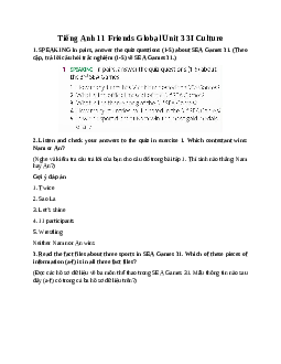 Giải Tiếng Anh 11 Unit 3 3I Culture | Friends Global