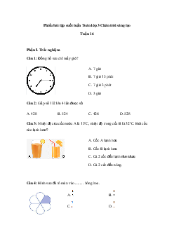 Bài tập cuối tuần Toán lớp 3 Chân trời sáng tạo - Tuần 16