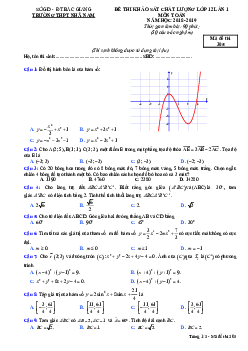 Đề thi khảo sát chất lượng Toán 12 lần 1 năm 2018 – 2019 trường Nhã Nam – Bắc Giang