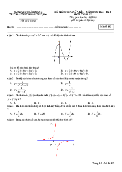 Đề giữa kì 1 Toán 12 năm 2021 – 2022 trường THPT Đoàn Thượng – Hải Dương