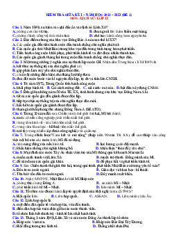 Đề thi giữa học kỳ 1 Lịch sử 12 năm 2022-2023 (có đáp án) - Đề 1
