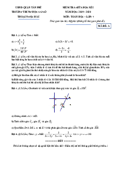 Đề kiểm tra giữa HK1 Toán 7 năm 2019 – 2020 trường Thoại Ngọc Hầu – TP HCM