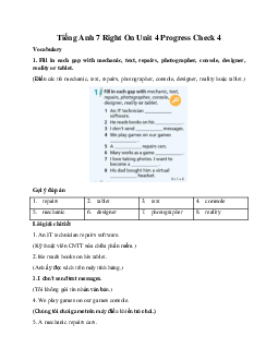 Tiếng Anh 7 Right On Unit 4 Progress Check 4