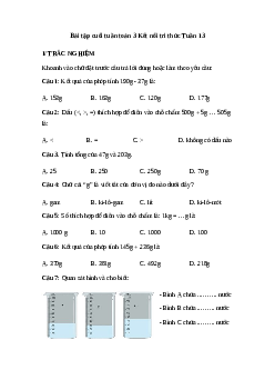 Phiếu bài tập cuối tuần lớp 3 môn Toán - Tuần 13 (cơ bản) | Kết nối tri thức