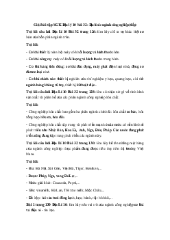 Giải bài tập SGK Địa lý 10 bài 32: Địa lí các ngành công nghiệp (tiếp) ( có đáp án)
