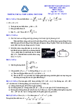 Đề thi thử Toán vào lớp 10 lần 3 năm 2022 – 2023 trường Lương Thế Vinh – Hà Nội