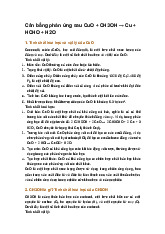 Cân bằng phản ứng sau CuO + CH3OH → Cu + HCHO + H2O