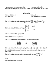 Đề thi hết môn học kỳ 1 - Giải tích 2 | Trường Đại học Công nghệ, Đại học Quốc gia Hà Nội