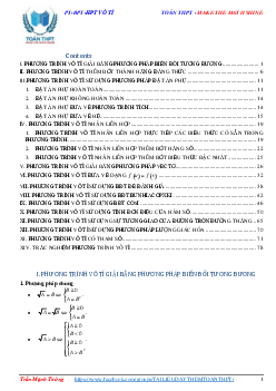 Phương pháp giải phương trình, bất phương trình, hệ phương trình vô tỉ