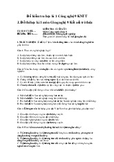Đề thi học kỳ 1 môn Công nghệ lớp 9 năm học 2024 - 2025 - Đề số 2