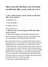 Viết một đoạn văn kể chuyện em tiết kiệm điện, nước, thức ăn Tiếng Việt Lớp 3