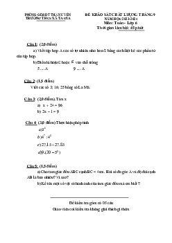 Đề khảo sát tháng 9 Toán 6 năm 2023 – 2024 trường THCS Xã Ta Gia – Lai Châu