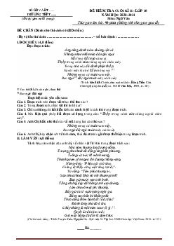 Đề thi HK2 ngữ văn 10 năm học 2020-2021 (Có đáp án)