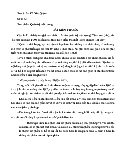 Bài kiểm tra môn Quản trị chất lượng | Đại học Fulbright Việt Nam