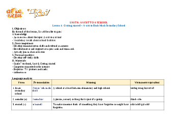 Giáo án Unit 6: A visit to a school Tiếng Anh 7 | Global Success