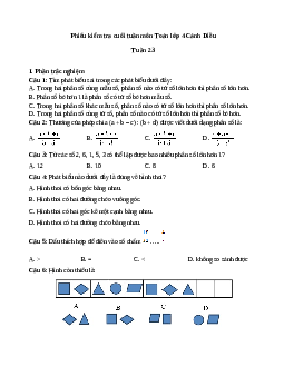 Phiếu bài tập cuối tuần lớp 4 môn Toán nâng cao Tuần 23 Cánh Diều