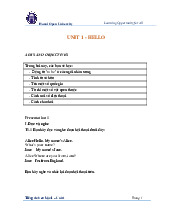 Unit 1 - English Basics: Greetings, Countries, and Verbs môn Tiếng Anh cơ bản 2 | Trường đại học Mở Hà Nội