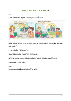 Giải Tiếng Anh lớp 4 Unit 16: Lesson 1  | Global Success