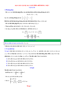Dạng bài tập hệ hai thấu kính ghép đồng trục (có lời giải)