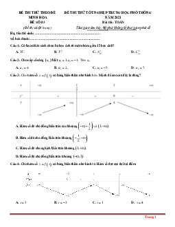 Đề thi thử tốt nghiệp THPT môn Toán theo đề minh họa 2021 Đề 3 (có lời giải và đáp án)