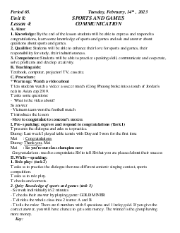 Giáo án Tiếng Anh 6 sách Global Success HK2 Tuần 23