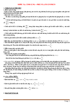 Bài tập khúc xạ ánh sáng, phản xạ toàn phần (có lời giải và đáp án)