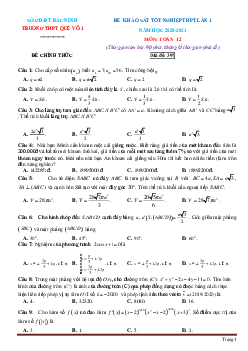 Đề thi thử tốt nghiệp thpt môn toán 2021 có đáp án trường quế võ lần 1