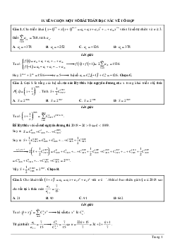 Tuyển chọn một số bài toán đặc sắc về tổ hợp