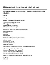 Đề kiểm tra học kì 1 môn Công nghệ lớp 7 mới nhất