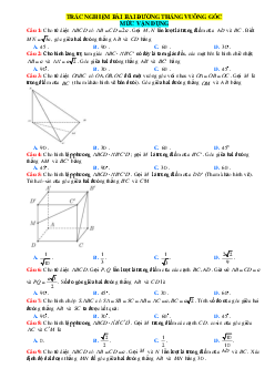 TOP 20 câu trắc nghiệm bài hai đường thẳng vuông góc mức vận dụng (giải chi tiết)