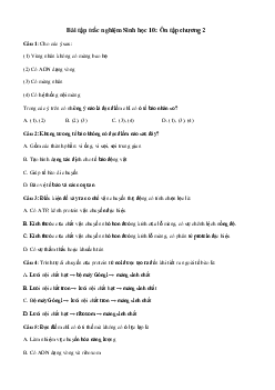 Trắc nghiệm Sinh học 10 ôn tập chương 2: Cấu trúc tế bào