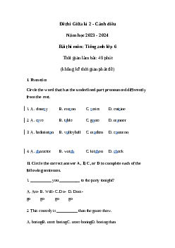 Đề thi giữa học kì 2 môn Tiếng Anh 6 năm 2023 - 2024 sách Explore English | Đề 1