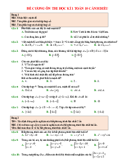 Đề cương ôn tập học kì 1 môn Toán 10 sách Cánh diều