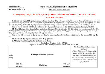 Kế hoạch dạy học môn Toán lớp 4 | Chân trời sáng tạo