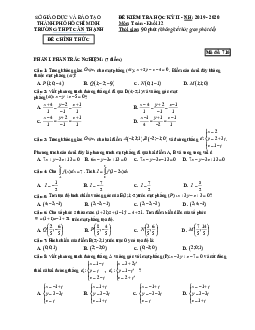 Đề thi học kì 2 Toán 12 năm 2019 – 2020 trường THPT Cần Thạnh – TP HCM