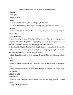 Tài liệu ôn thi vào lớp 10 môn Ngữ văn phần Tiếng Việt