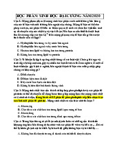 Đề cương trắc nghiệm môn Sinh học đại cương năm 2020  | Đại học Y Dược Huế