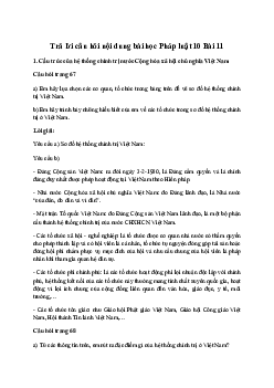 Giải Pháp luật 10 Bài 11: Hệ thống chính trị nước Cộng hòa xã hội chủ nghĩa Việt Nam | Cánh diều