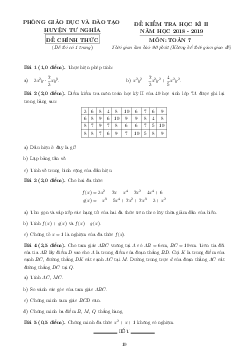 Đề thi HK2 Toán 7 năm 2018 – 2019 phòng GD&ĐT Tư Nghĩa – Quảng Ngãi