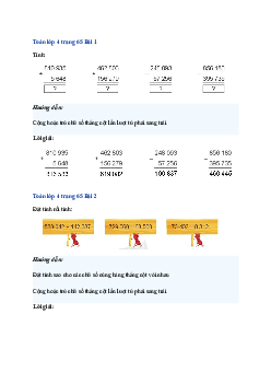 Bài 26: Toán lớp 4 trang 64, 65, 66 Phép cộng, phép trừ Cánh diều