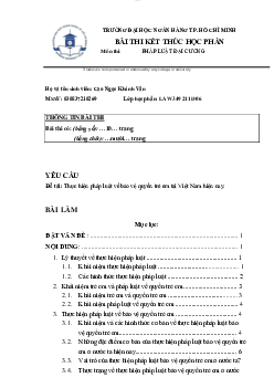 Tiểu luận: thực hiện pháp luật về bảo vệ quyền trẻ em ở Việt Nam hiện nay