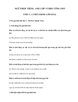 Từ vựng Unit 1 lớp 9 A visit from a pen pal