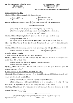 Đề thi định kỳ Toán 10 năm học 2018 – 2019 trường THPT chuyên Bắc Ninh lần 1