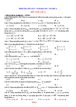 Đề ôn tập giữa học kì 1 Toán 11 năm 2022-2023 (có đáp án)